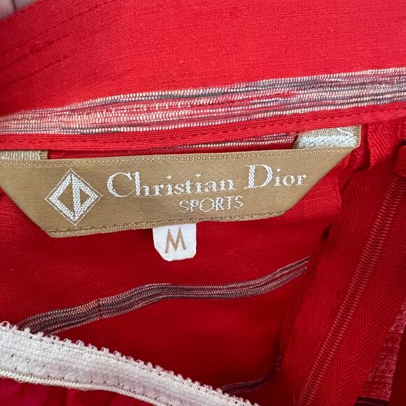 Vintage CHRISTIAN DIOR SPORTS Linen Red White Striped A-Line Skirt Size XS / S - Picture 8 of 11